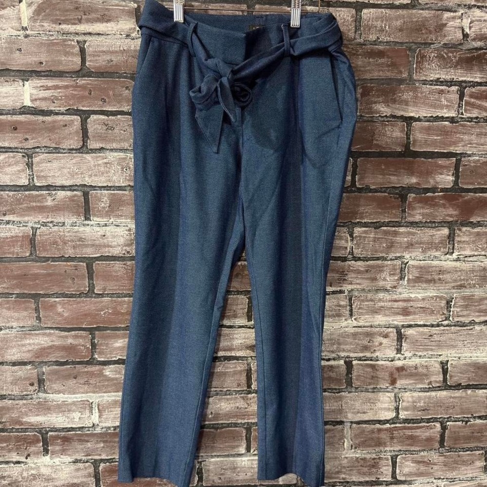 LOFT Pants Women 8 Blue Tie Waist Ankle Trousers Work Career